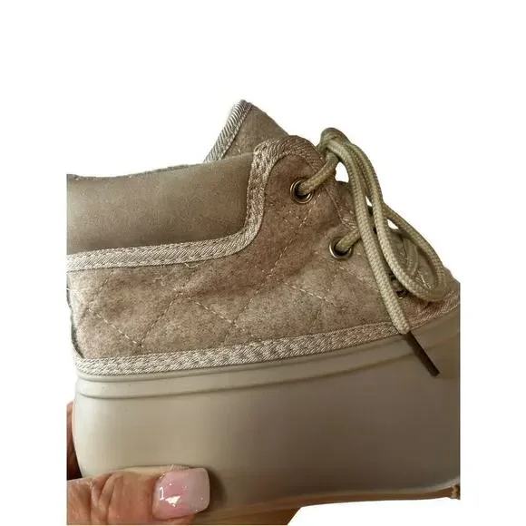 Gypsy Jazz Quack Duck Boots Womens 8 Cream Ankle Black Rubber Lace Up - Picture 10 of 14